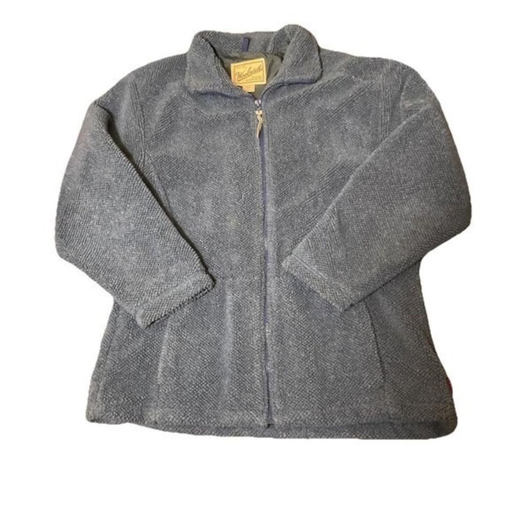 VTG Woolrich Fleece Jacket Womens Large Full Zip Blue Soft USA